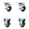 Service Caster 3.5 Inch Thermoplastic Rubber Swivel Top Plate Caster Set with 2 Brake 2 Rigid SCC-20S3514-TPRB-TLB-TP2-2-R-2 - alternate 1